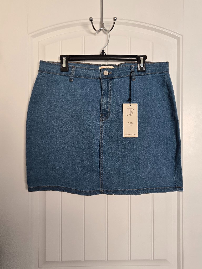 Don't Think Twice Dtt Clara Stretchy Denim Mini Skirt | Us12 Tall | Medium Nwt
